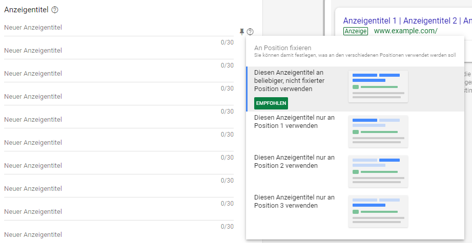Google Ads Responsive Suchanzeigen