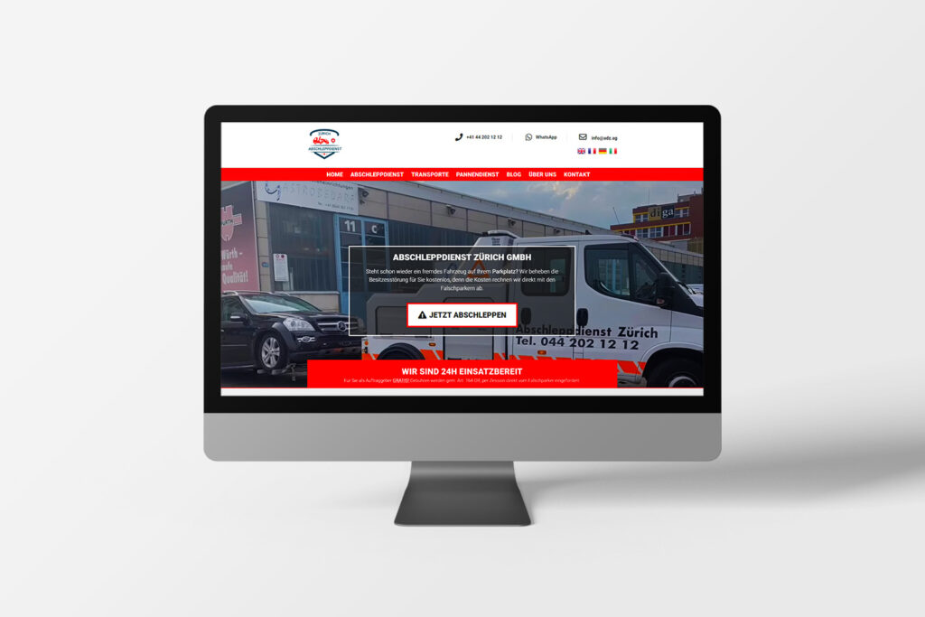 Mockup Abschleppdienst Desktop