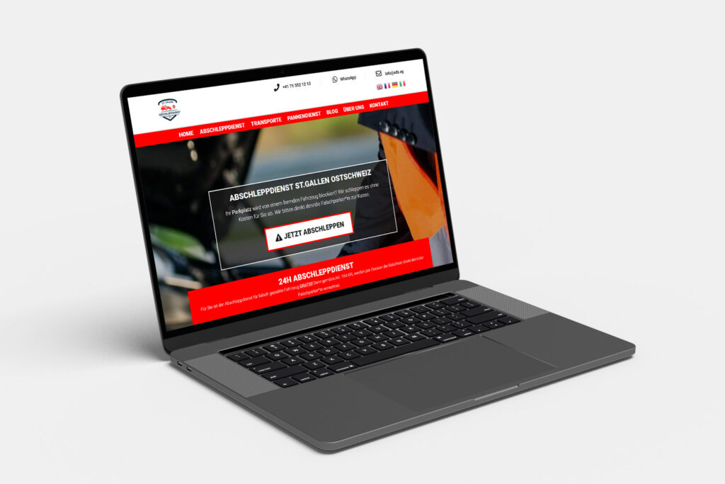 Mockup Abschleppdienst St. Gallen Laptop